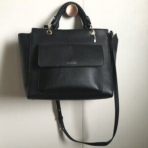 Love & Lore Black Pebbled Leather Shoulder Bag NWOT Minimalist Purse